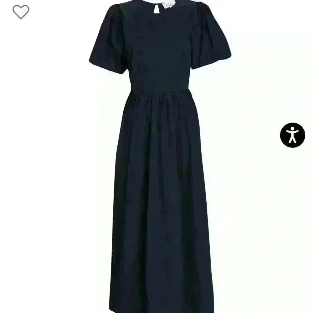 Bird and Knoll Savannah open back navy poplin midi dress - Picture 1 of 13